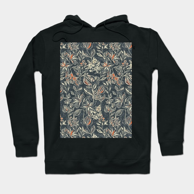 Floral interior soft color dark gray Hoodie by Remotextiles